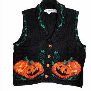 Eagle’s Eye Halloween Pumpkin Sweater Vest Sz L